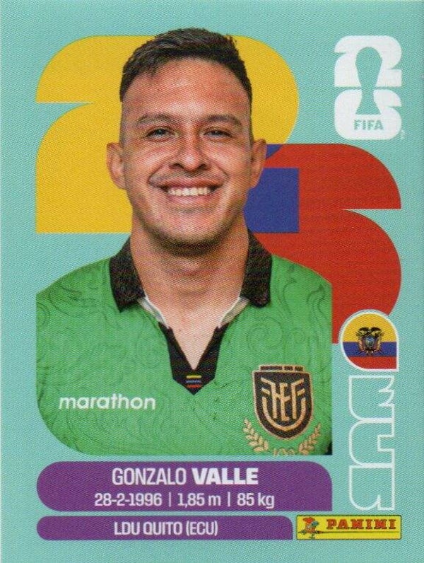 #ECU 3: Gonzalo Valle (Ecuador) - Panini FIFA World Cup 2026 Canada, USA, Mexico. Standaard Editie