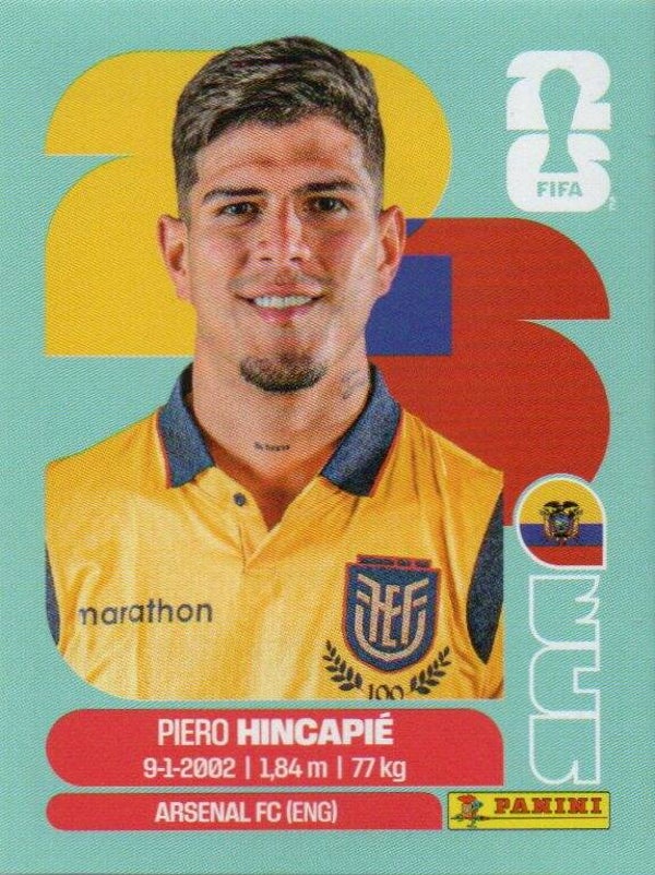#ECU 4: Piero Hincapé (Ecuador) - Panini FIFA World Cup 2026 Canada, USA, Mexico. Standaard Editie