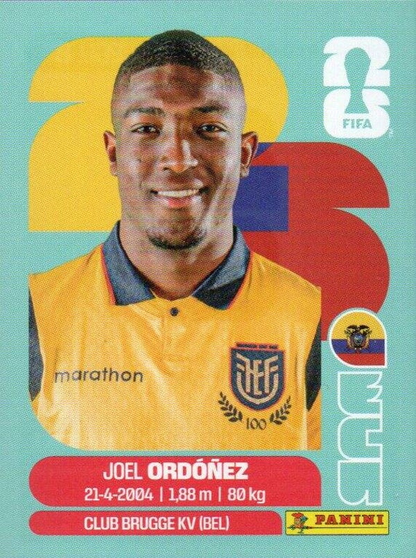 #ECU 8: Joel Ordóñez (Ecuador) - Panini FIFA World Cup 2026 Canada, USA, Mexico. Standaard Editie