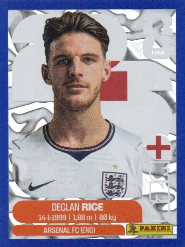 #ENG 10: Declan Rice (England) - Panini FIFA World Cup 2026 Canada, USA, Mexico. Blue Crumple Parallel