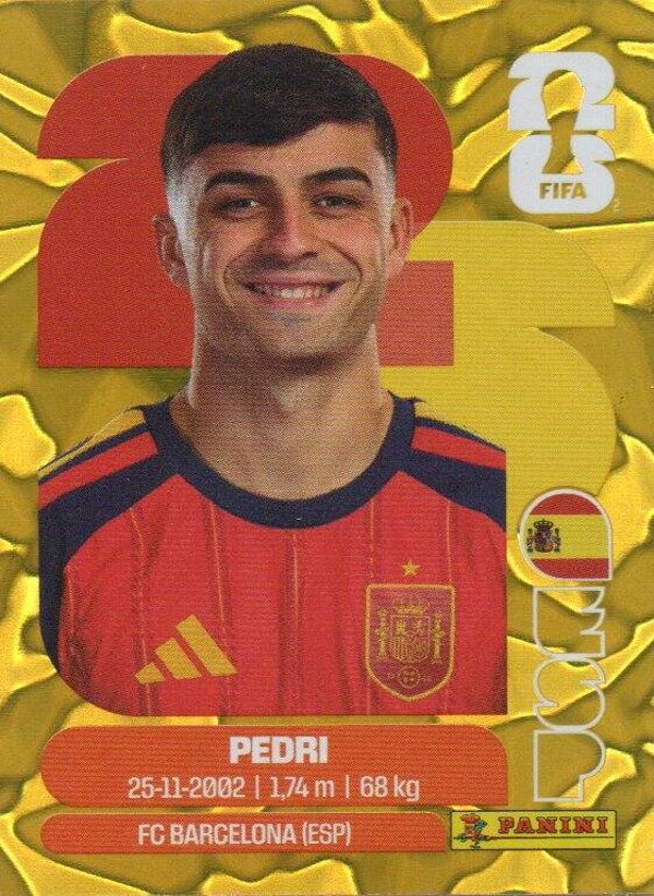#ESP 11: Pedri (Spain) - Panini FIFA World Cup 2026 Canada, USA, Mexico. Gold Flood Crumple Editie