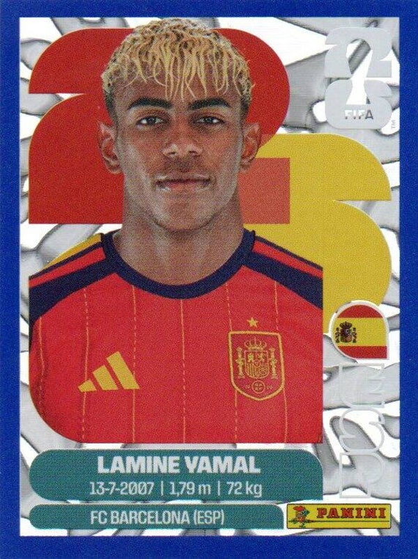 #ESP 15: Lamine Yamal (Spain) - Panini FIFA World Cup 2026 Canada, USA, Mexico. Blue Crumple Parallel
