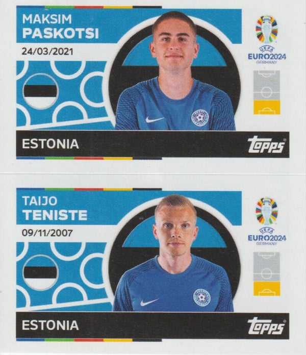 #EST-8/EST-9: MAKSIM PASKOTSI / TAIJO TENISTE (ESTONIA) - TOPPS UEFA EURO 2024 GERMANY