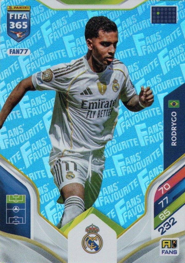 #FAN77: Rodrygo (Real Madrid) Blue Parallel - Panini FIFA 365 Adrenalyn XL - World Top Clubs 2026