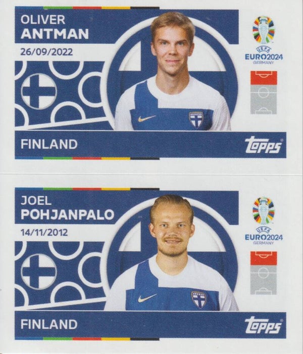 #FIN-12/FIN-13: OLOVER ANTMAN / JOEL POHJANPALO (FINLAND) - TOPPS UEFA EURO 2024 GERMANY