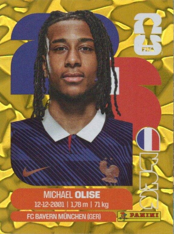 #FRA 14: Michael Olise (France) - Panini FIFA World Cup 2026 Canada, USA, Mexico. Gold Flood Crumple Editie