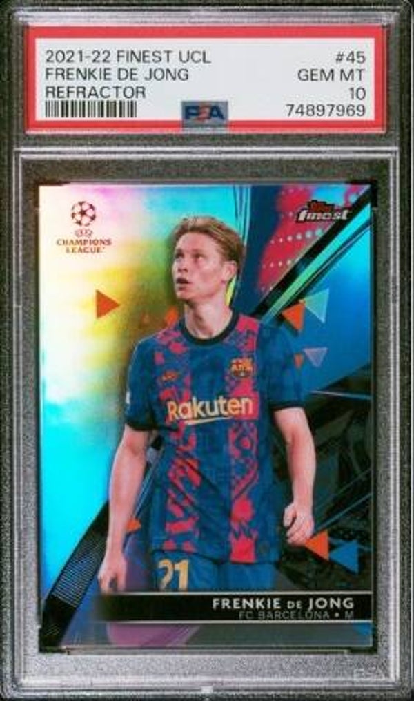 #45: Frenkie de Jong (FC Barcelona) - Topps Finest UCL Refractor 2021-2022 - PSA10 GEM MT