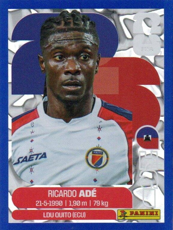 #HAI 6: Ricardo Adé (Haiti) - Panini FIFA World Cup 2026 Canada, USA, Mexico. Blue Crumple Parallel