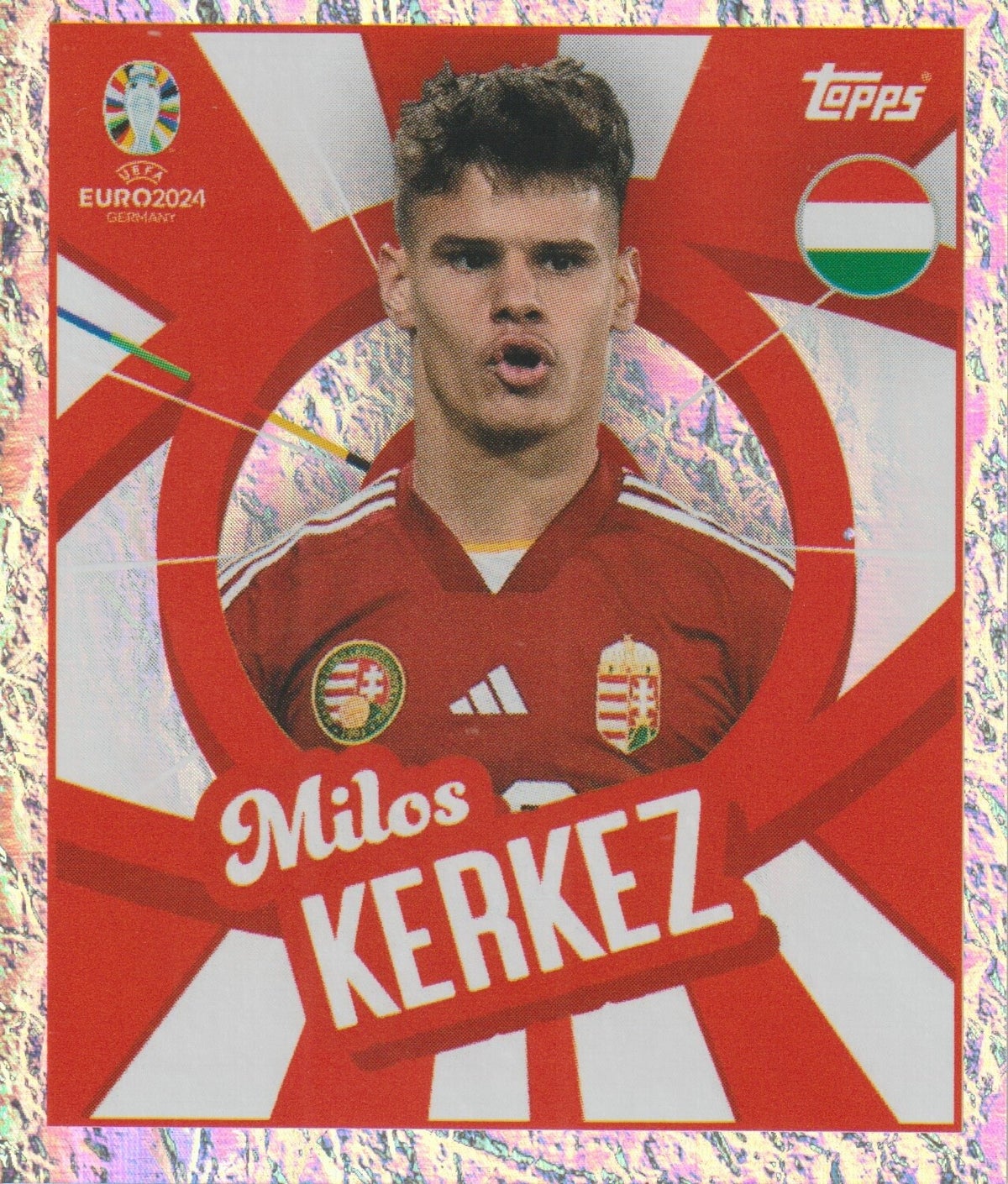 Topps Uefa Euro 2024 Sticker Purple Parallel Milos Kerkez Hungary # Hun Ptw Topps Uefa Euro 2024 Sticker Purple Parallel Milos Kerkez Hungary # Hun Ptw