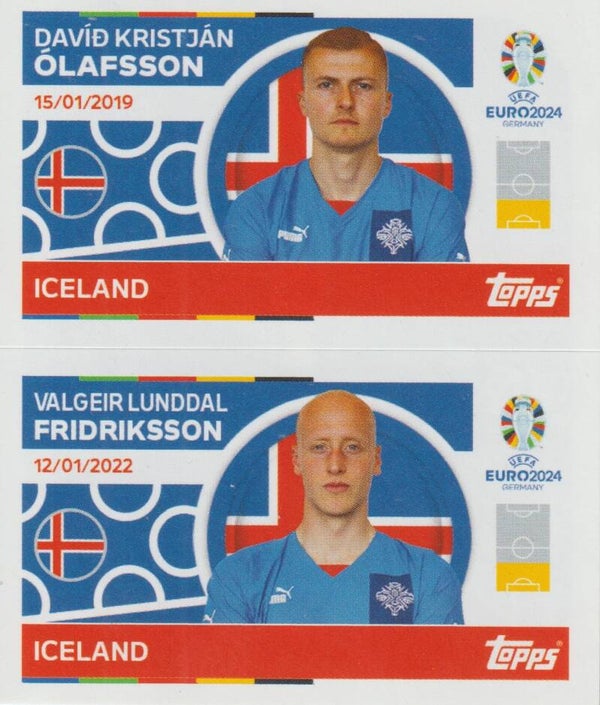 #ICE-4 / ICE-5: DAVÍD KRISTJÁN ÓLAFSSON / VALGEIR LUNDDALFRIDRIKSSON  (ICELAND) - TOPPS UEFA EURO 2024 GERMANY
