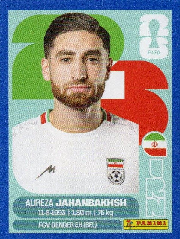 #IRN 19: Alireza Jahanbakhsh (Iran) - Panini FIFA World Cup 2026 Canada, USA, Mexico. Blue Border Parallel
