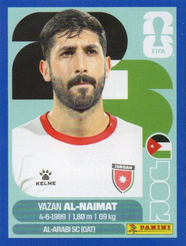#JOR 16: Yazan Al-Naimat (Jordan) - Panini FIFA World Cup 2026 Canada, USA, Mexico. Blue Border Parallel