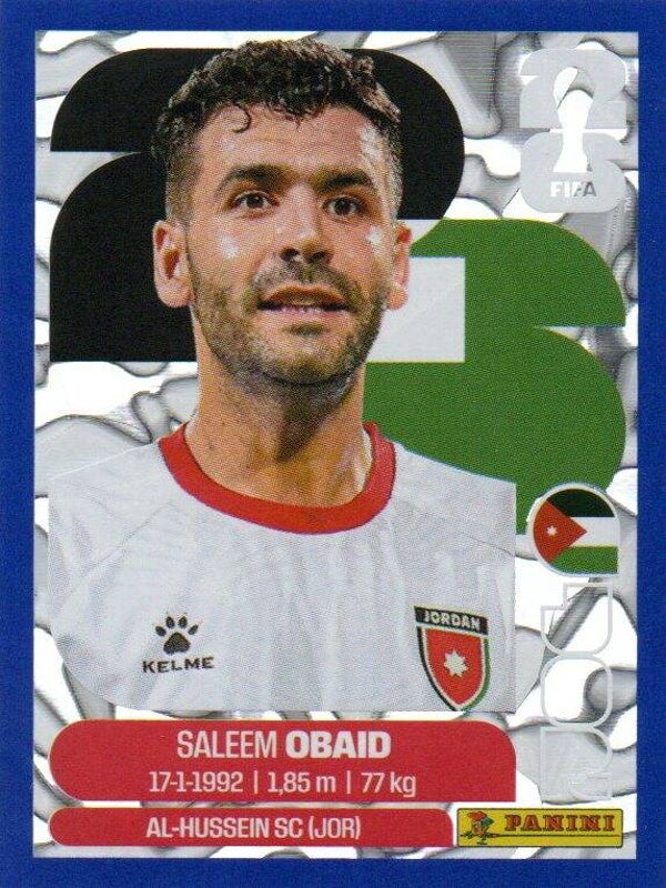 #JOR 7: Saleem Obaid (Jordan) - Panini FIFA World Cup 2026 Canada, USA, Mexico. Blue Crumple Parallel