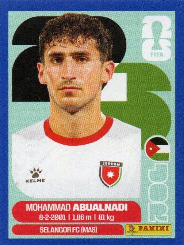 #JOR 8: Mohammad Abualnadi (Jordan) - Panini FIFA World Cup 2026 Canada, USA, Mexico. Blue Border Parallel
