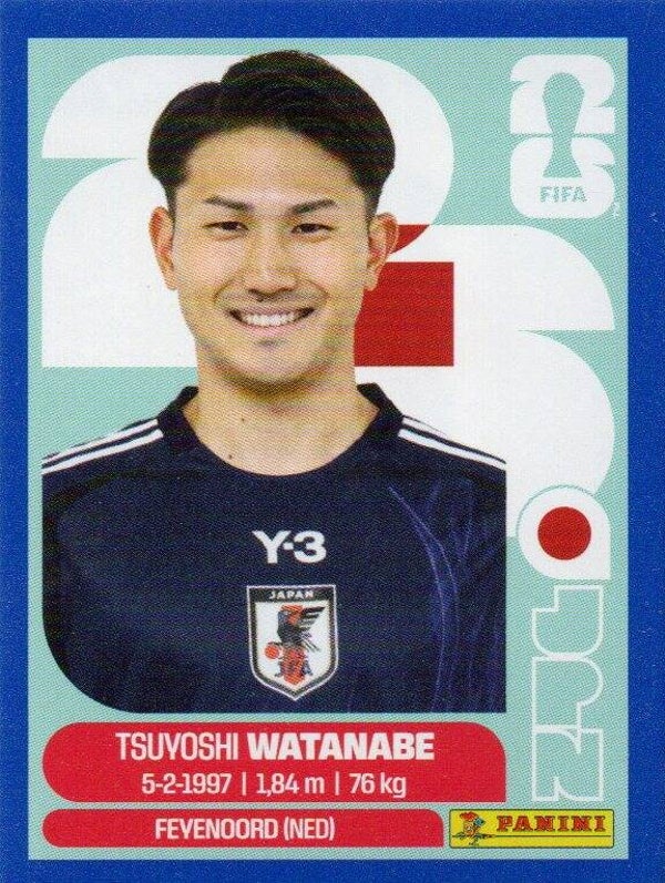 #JPN 7: Tsuyoshi Watanabe (Japan) - Panini FIFA World Cup 2026 Canada, USA, Mexico. Blue Border Parallel