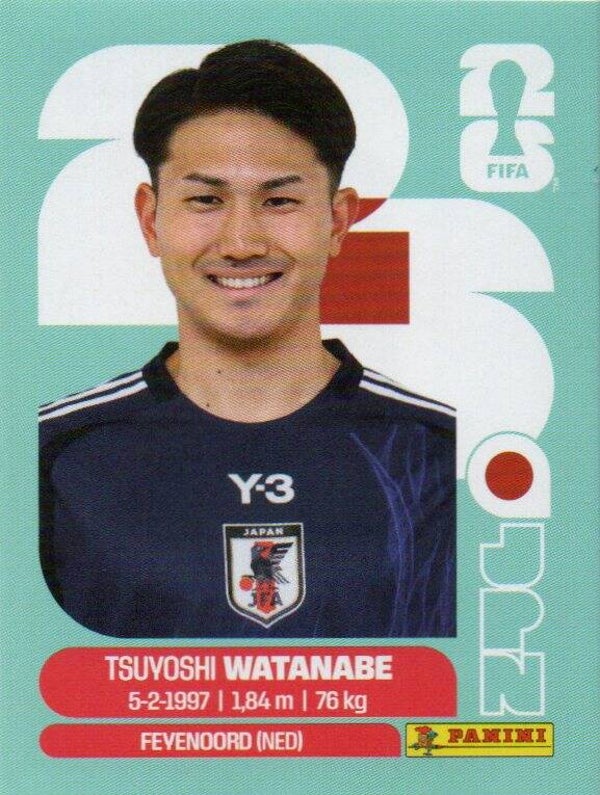 #JPN 7: Tsuyoshi Watanabe (Japan) - Panini FIFA World Cup 2026 Canada, USA, Mexico. Standaard Editie