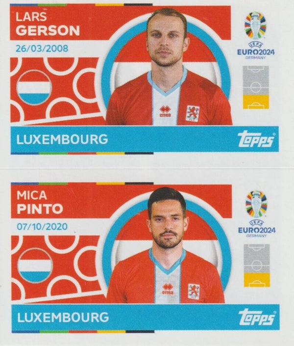 #LUX-4 / LUX-5: LARS GERSON / MICA PINTO (LUXEMBOURG) - TOPPS UEFA EURO 2024 GERMANY