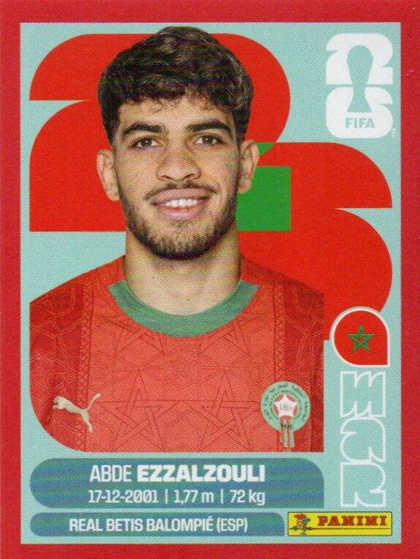 #MAR 17: Abde Ezzalzouli (Morocco) - Panini FIFA World Cup 2026 Canada, USA, Mexico. Red Border Parallel