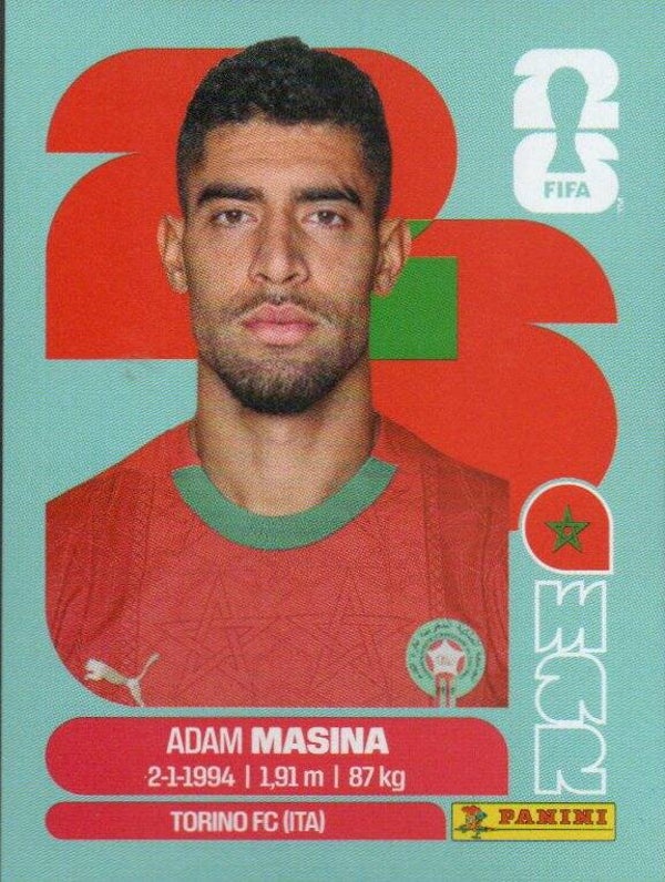 #MAR 9: Adam Masina (Morocco) - Panini FIFA World Cup 2026 Canada, USA, Mexico. Standaard Editie