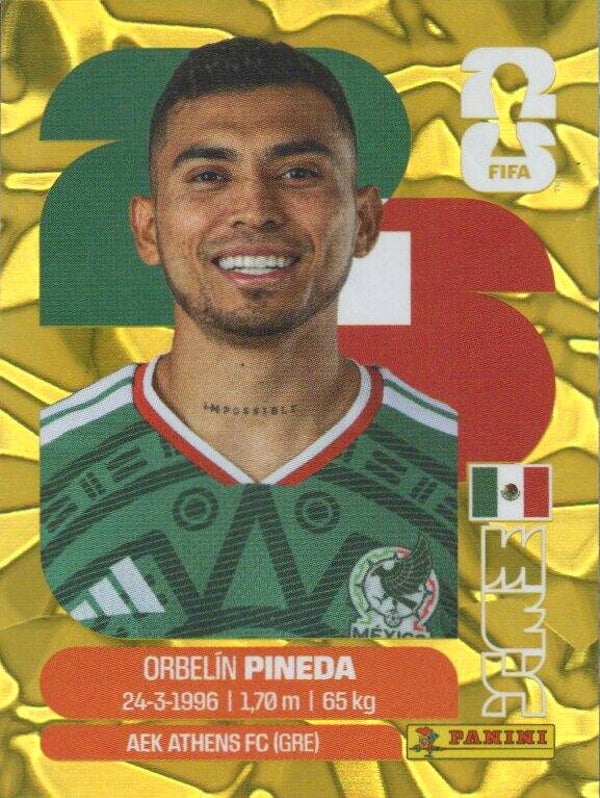 #MEX 11: Orbelín Pineda (Mexico) - Panini FIFA World Cup 2026 Canada, USA, Mexico. Gold Flood Crumple Editie