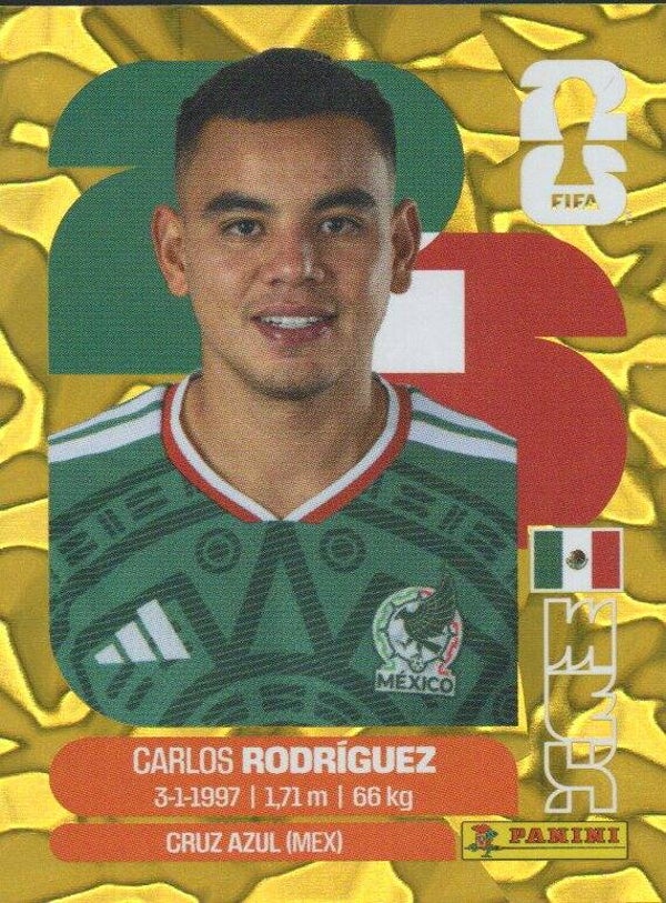 #MEX 9: Carlos Rodriguez (Mexico) - Panini FIFA World Cup 2026 Canada, USA, Mexico. Gold Flood Crumple Editie