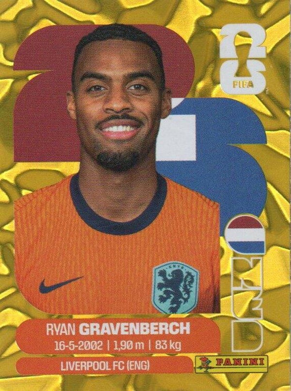 #NED 11: Ryan Gravenberch (The Netherlands) - Panini FIFA World Cup 2026 Canada, USA, Mexico. Gold Flood Crumple Editie