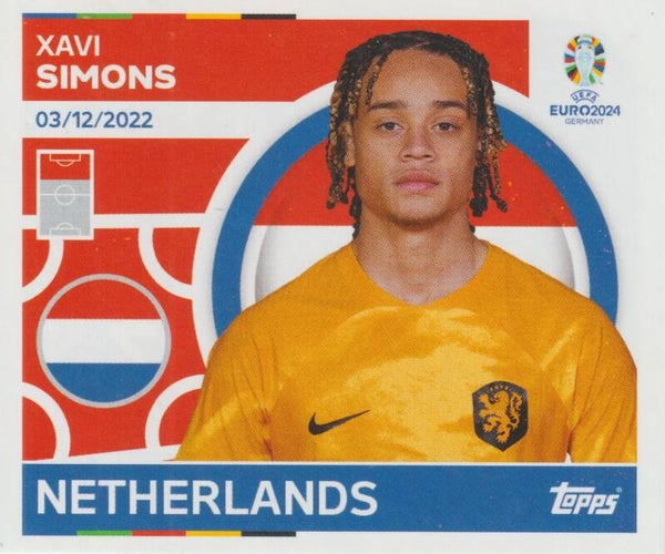 #NED-17: XAVI SIMONS (NETHERLANDS) - TOPPS UEFA EURO 2024 GERMANY