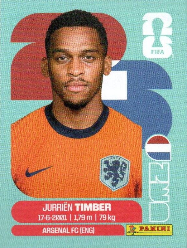 #NED 5: Jurriën Timber (The Netherlands) - Panini FIFA World Cup 2026 Canada, USA, Mexico. Standaard Editie