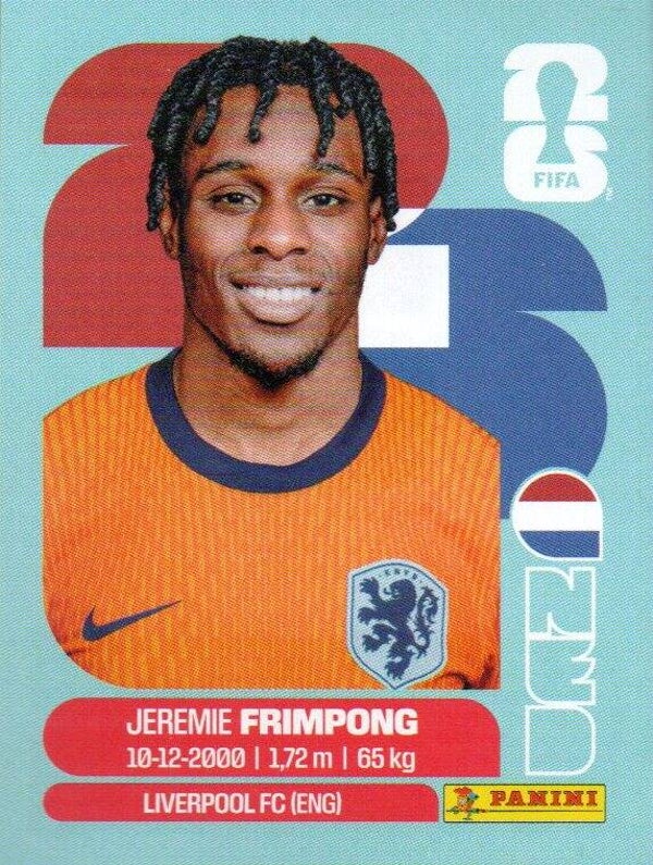 #NED 8: Jeremie Frimpong (The Netherlands) - Panini FIFA World Cup 2026 Canada, USA, Mexico. Standaard Editie