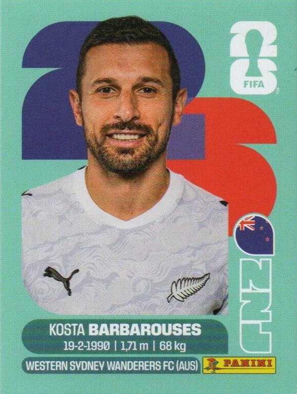 #NZL 20: Kosta Barbarouses (New Zealand) - Panini FIFA World Cup 2026 Canada, USA, Mexico. Standaard Editie