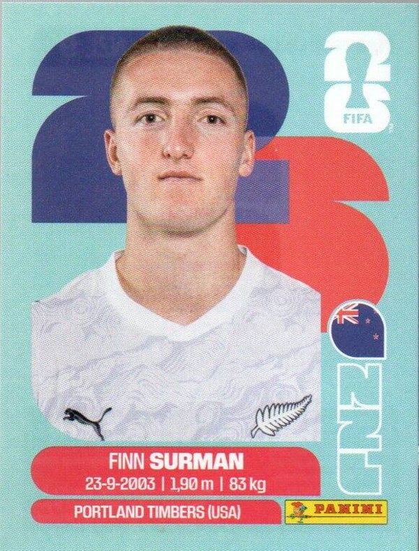 #NZL 9: Finn Surman (New Zealand) - Panini FIFA World Cup 2026 Canada, USA, Mexico. Standaard Editie