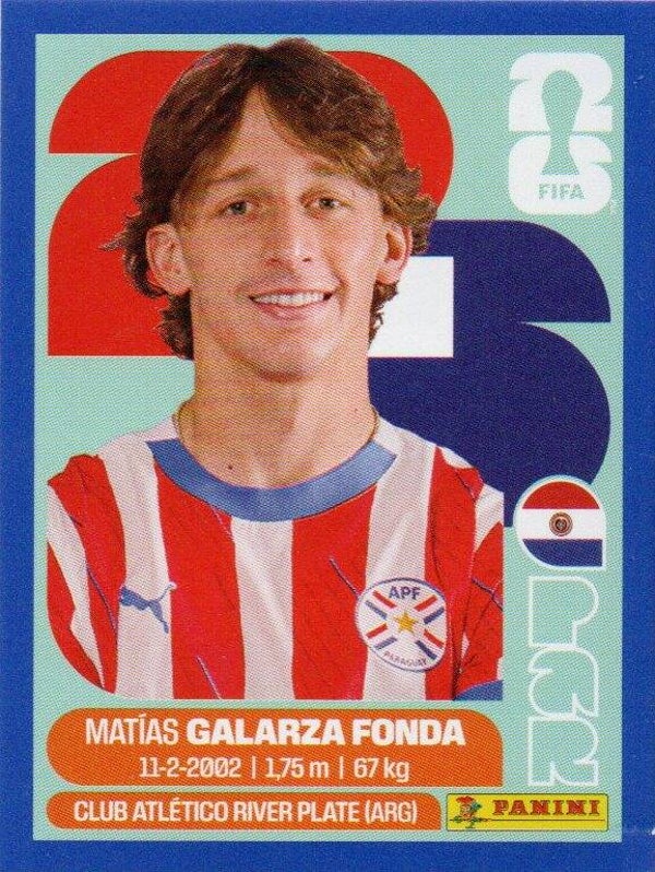 #PAR 14: Matías Galarza Fonda (Paraguay) - Panini FIFA World Cup 2026 Canada, USA, Mexico. Blue Border Parallel