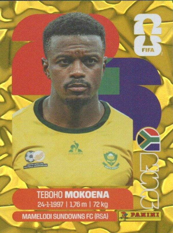 #RSA 11: Teboho Mokoena (South Africa) - Panini FIFA World Cup 2026 Canada, USA, Mexico. Gold Flood Crumple Editie