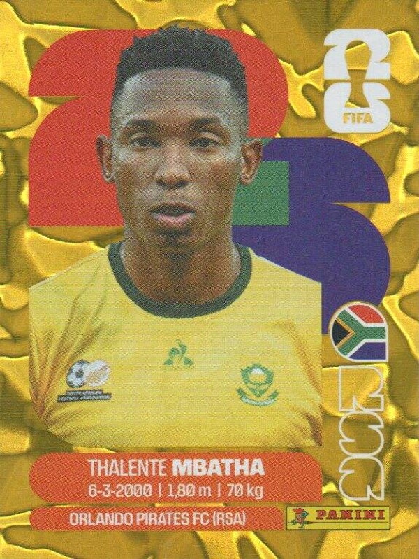 #RSA 12: Thalente Mbatha (South Africa) - Panini FIFA World Cup 2026 Canada, USA, Mexico. Gold Flood Crumple Editie