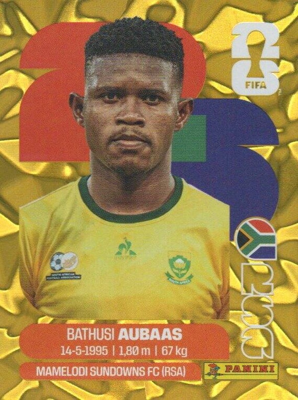 #RSA 14: Bathusi Aubaas (South Africa) - Panini FIFA World Cup 2026 Canada, USA, Mexico. Gold Flood Crumple Editie