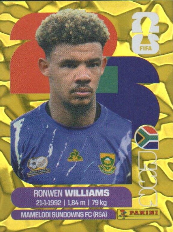 #RSA 2: Ronwen Williams (South Africa) - Panini FIFA World Cup 2026 Canada, USA, Mexico. Gold Flood Crumple Editie