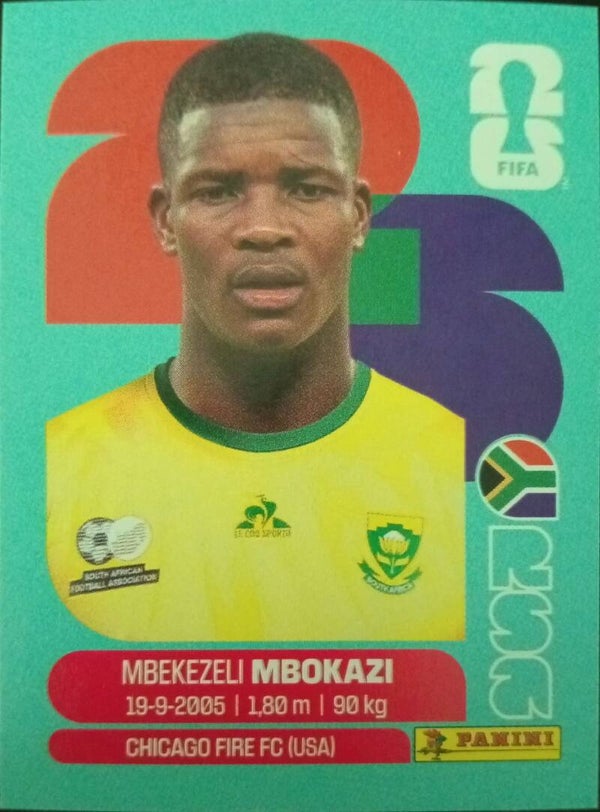 #RSA 6: Mbekezeli Mbokazi (South Africa) - Panini FIFA World Cup 2026 Canada, USA, Mexico. Standaard Editie