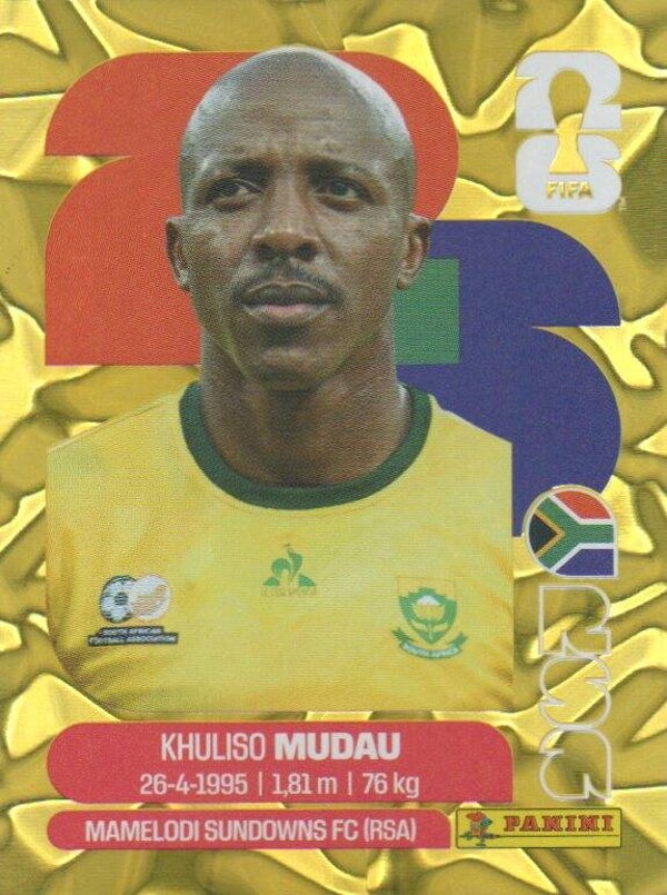 #RSA 9: Khuliso Mudau (South Africa) - Panini FIFA World Cup 2026 Canada, USA, Mexico. Gold Flood Crumple Editie
