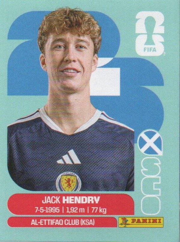 #SCO 3: Jack Hendry (Scotland) - Panini FIFA World Cup 2026 Canada, USA, Mexico. Standaard Editie