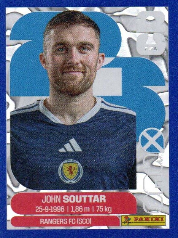 #SCO 8: John Souttar (Scotland) - Panini FIFA World Cup 2026 Canada, USA, Mexico. Blue Crumple Parallel