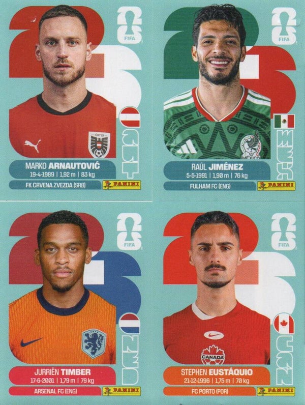 Type: Stickervel (4 stuks) - Panini FIFA World Cup 2026 Canada, USA, Mexico. Standaard Editie