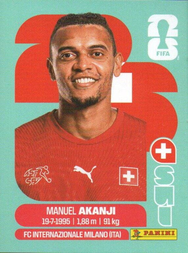 #SUI 4: Manuel Akanji (Switzerland) - Panini FIFA World Cup 2026 Canada, USA, Mexico. Standaard Editie