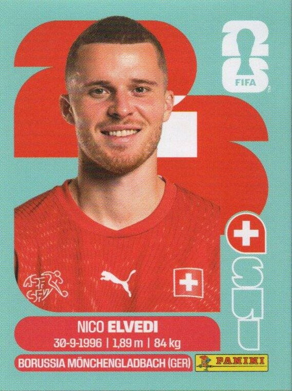 #SUI 6: Nico Elvedi (Switzerland) - Panini FIFA World Cup 2026 Canada, USA, Mexico. Standaard Editie