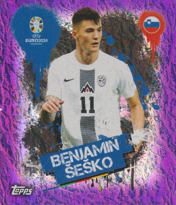 #SVN-3: BENJAMIN SESKO (SLOVENIA) FOIL PURPLE PARALLEL - TOPPS UEFA EURO 2024 GERMANY
