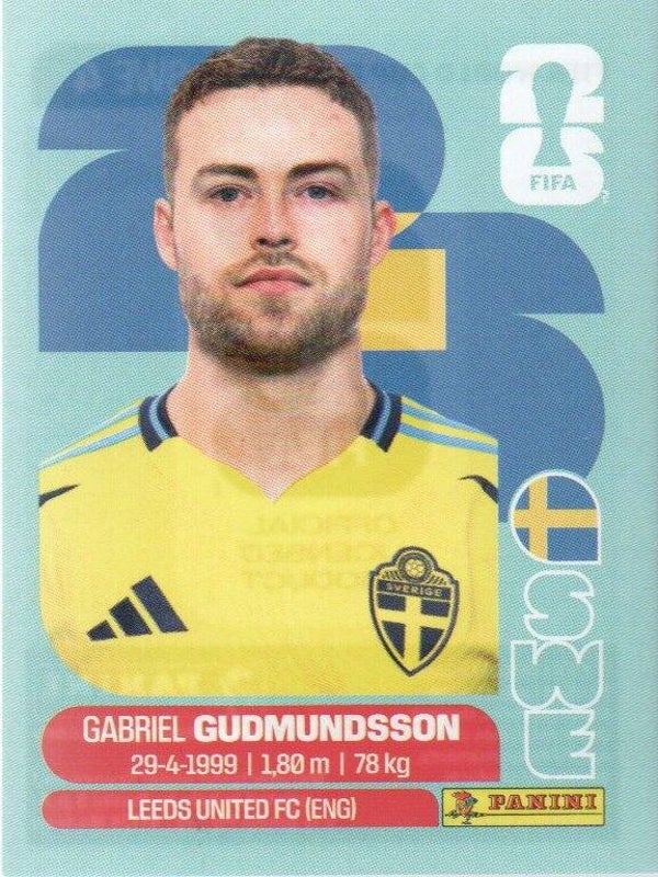 #SWE 4: Gabriel Gudmundsson (Sweden) - Panini FIFA World Cup 2026 Canada, USA, Mexico. Standaard Editie