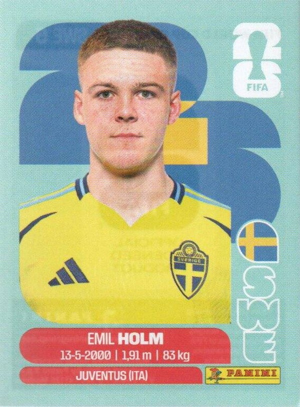 #SWE 5: Emil Holm (Sweden) - Panini FIFA World Cup 2026 Canada, USA, Mexico. Standaard Editie