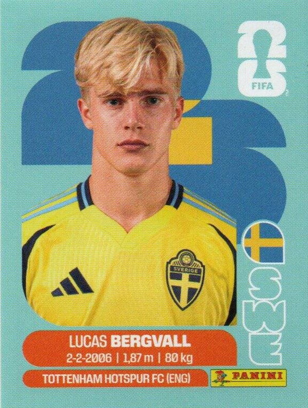 #SWE 8: Lucas Bergvall (Sweden) - Panini FIFA World Cup 2026 Canada, USA, Mexico. Standaard Editie