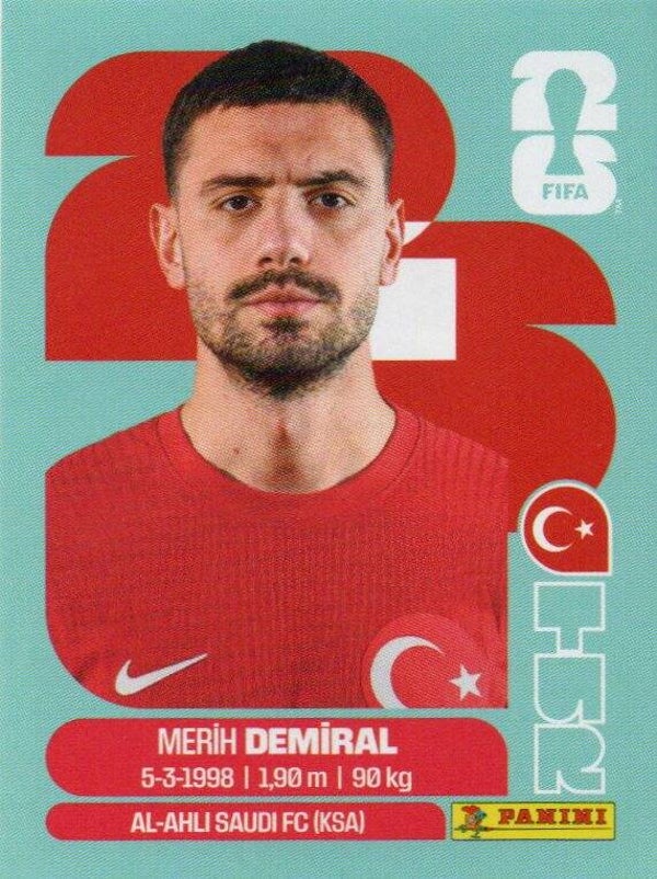#TUR 7 : Meríh Demiral (Turkiye) - Panini FIFA World Cup 2026 Canada, USA, Mexico. Standaard Editie
