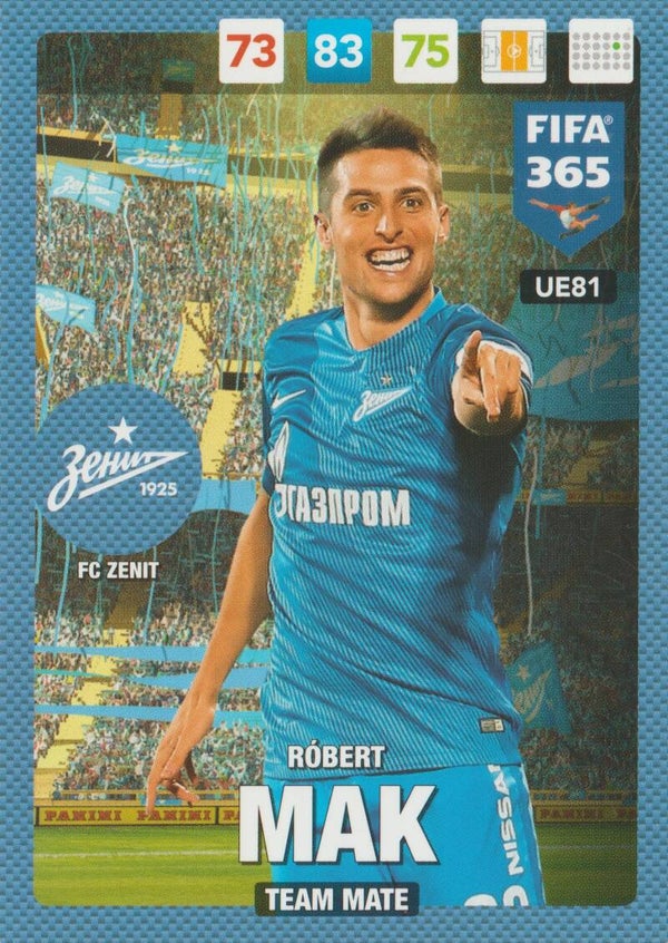 #UE81: Róbert Mak (FC Zenit) Panini FIFA 365 - Adrenalyn XL 2017 Update Edition