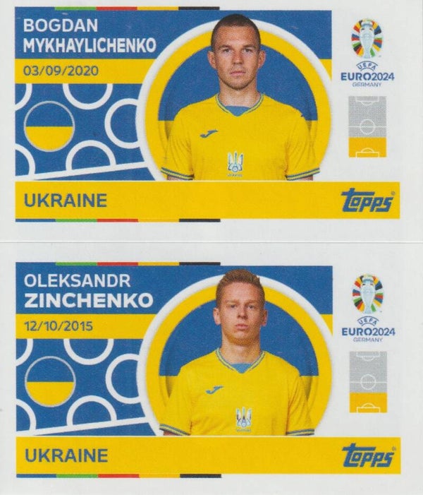#UKR-4 / UKR-5: BOGDAN MYKHAYLICHENKO / OLEKSANDR ZINCHENKO (UKRAINE) - TOPPS UEFA EURO 2024 GERMANY
